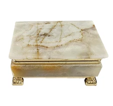 Vintage Hollywood Regency Style Alabaster/Marble Trinket Jewelry Box