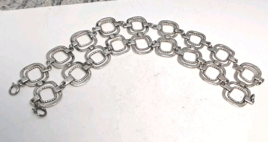7.6" Double Rectangles Sterling Silver Bracelet - image 2