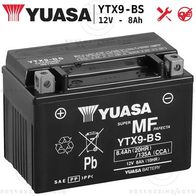 YUASA AKKU YTX9-BS VERSIEGELT 12V 8Ah AEON COBRA RS / UTILITY 125 2000-2004