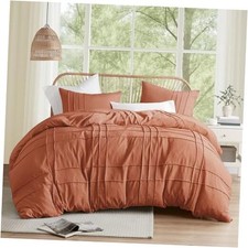 Clay Size Duvet Cover Set - 3-pc Pintuck Pleated Queen Clay No Comforter 