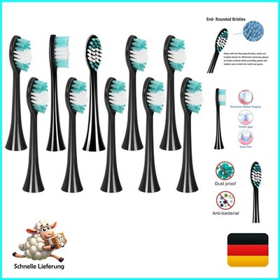 Ersatzbürsten Köpfe Schwarz 10er Pack kompatibel mit Aquasonic Black, Vibe, D...