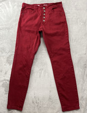 Pilcro Anthropologie Jean Women 31 Burgundy High-Rise Skinny Button Fly Preppy