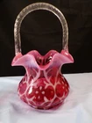 New ListingFenton Cranberry Opalescent Glass Spanish Lace Basket