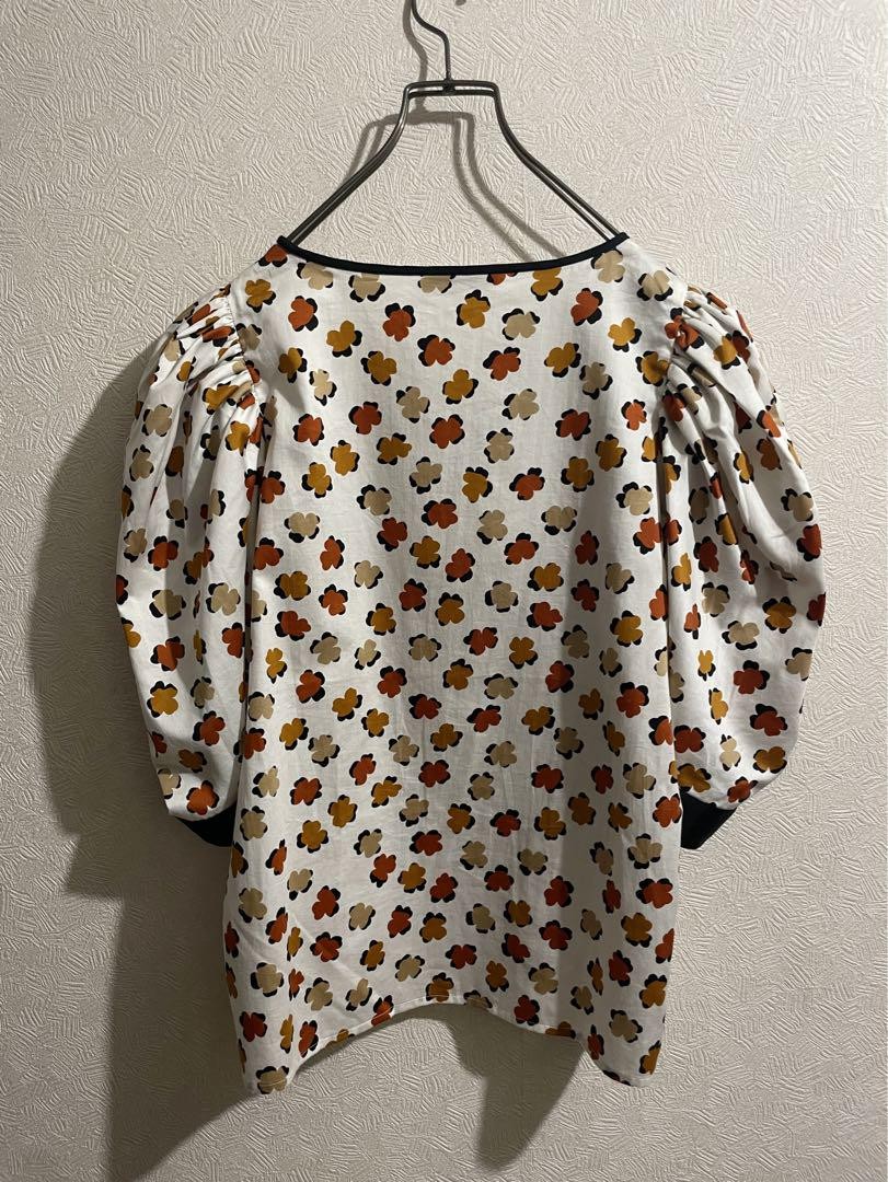 Top Yves Saint Laurent a fiori taglia M 100% cotone stampa quadrifoglio donna U6414