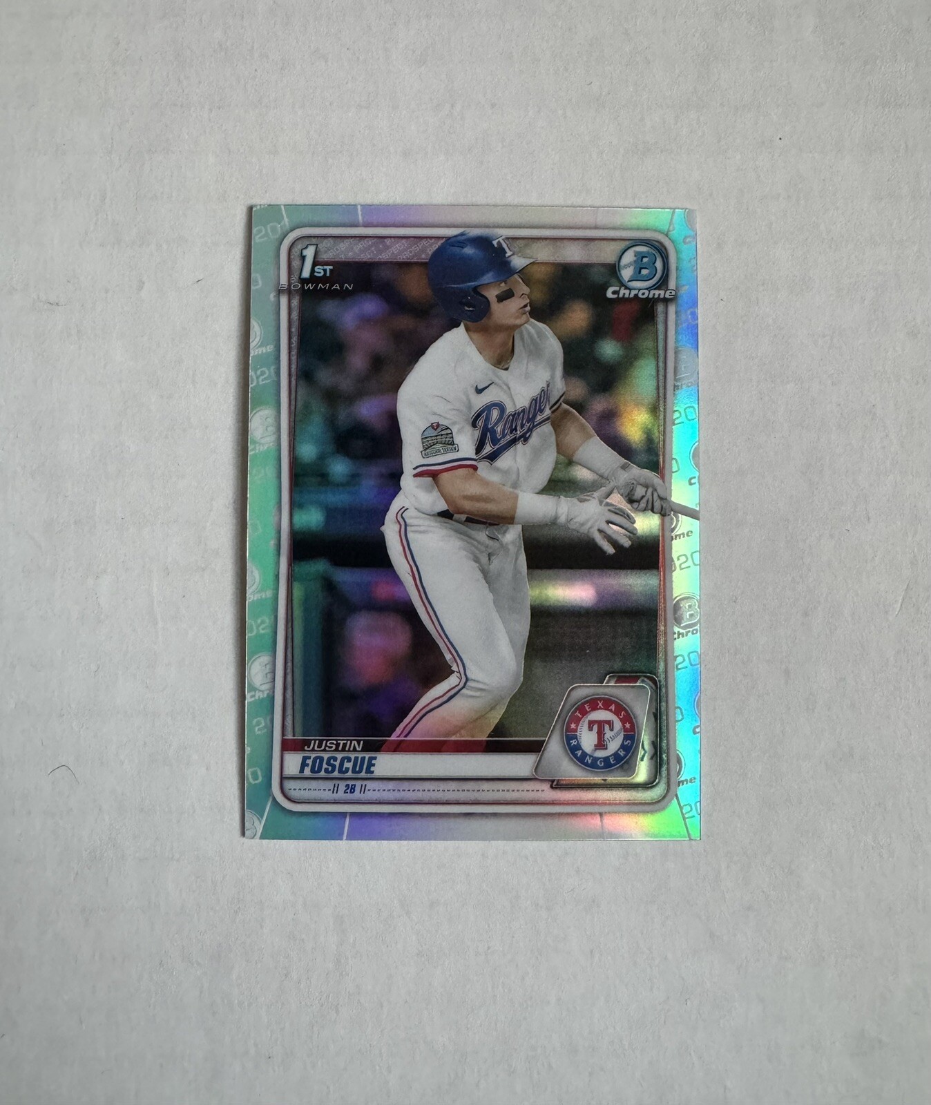 2020 Bowman Draft Chrome Justin Foscue Refractor BD-124 Rangers