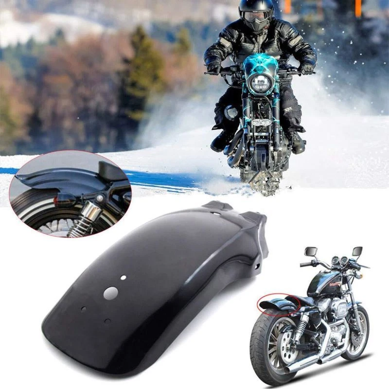 Black Motorcycle Rear Fender Mudguard Metal For Yamaha Virago V-Star 650 Honda - Image 4 of 4