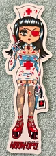 Vintage Hook-Ups Skateboard Sticker, House Call One-Eyed Sexy Stacked Emo Nurse