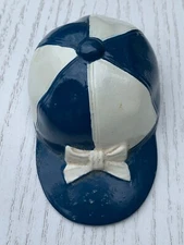 Vintage Scott Products Equestrian Jockey Cap Bottle Opener Blue White Barware