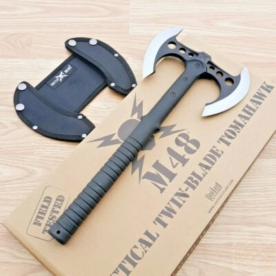 United Cutlery M48 Tactical Tomahawk 7.5" Axe Head Double Blade Black FRN Handle