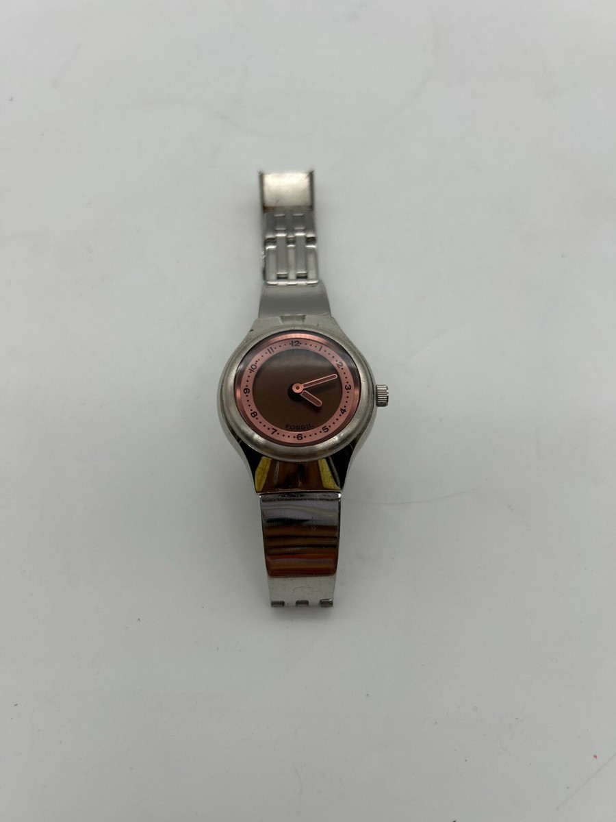 FOSSIL Big Tic Watch, Pink Face Steel Strap, JR-7877 Rare y2k FOSSIL Big Tic Watch, Pink Face Steel Strap, JR-7877 Rare y2k