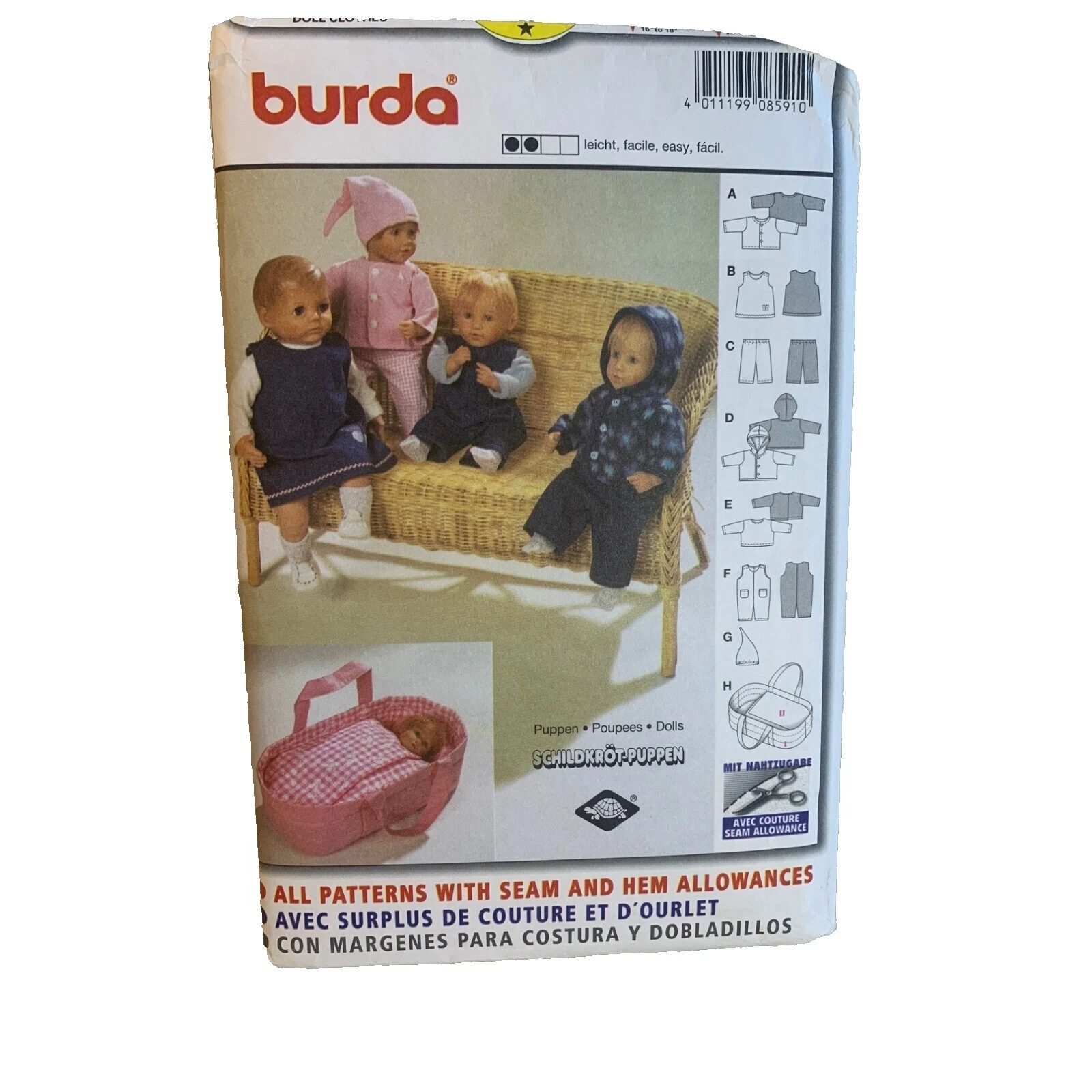 Burda 中性娃娃服装缝制纸样