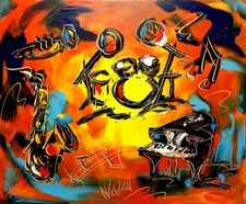 MUSIC JAZZ  IMPRESSIONIST IMPASTO ARTIST  Original Oil Painting  UPUPNI