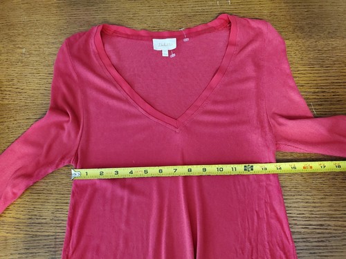 Deletta Anthropologie Medium Women Hot Pink Dress Long Sleeve Knee Length Rayon - Picture 8 of 10