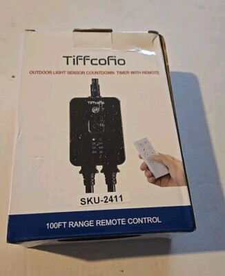 TiFFCOFiO Outdoor Light Sensor Countdown Timer With Remote