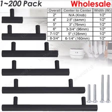 Square T Bar Drawer Pulls Knob Stainless Steel Kitchen Cabinet Handles Black LOT