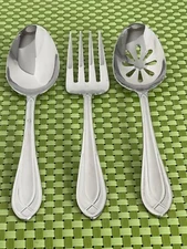 Pfaltzgraff MIRAGE FROST Stainless 3PC Serving Set 18/0 Frosted Flatware B148WU