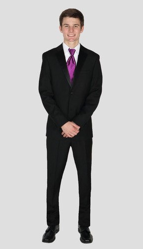 New Classic Black Slim Fit Tuxedo 42 Long Jacket 36 Waist Pant Prom Tux 42L - Picture 8 of 10