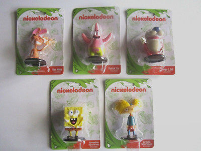 NICKELODEON FIGURINES COMPLETE SET OF 5 PKG 2018 3'' TALL SPONGEBOB STIMPY J. CAT