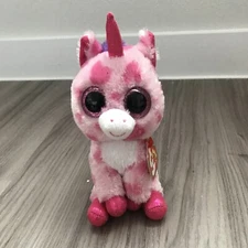 TAGGED 2015 Ty Beanie Boos Pink Unicorn Sugar Pie 6" (STAIN ON TUSH TAG)