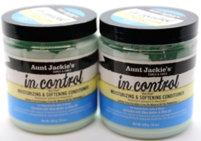 2X Aunt Jackie's In Control Moisturizing and Softening Conditioning Creme 15oz