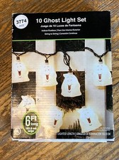 Halloween Ghost Lights Set Of 10 Ghosts 6 Long Indoor/Outdoor Open Box