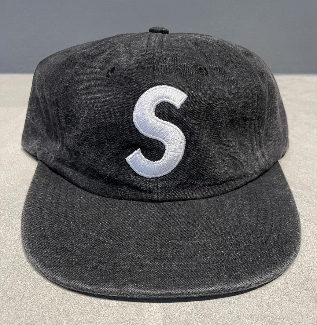 Supreme Washed Chambray S Logo 6 Panel Hat Cap Black SS18 New