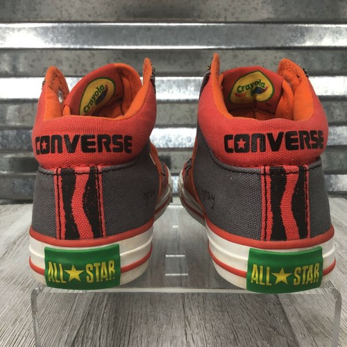 All Star Converse Grey Crayola Orange Canvas Tennis Sneaker Unisex Size 13Y - Picture 4 of 8