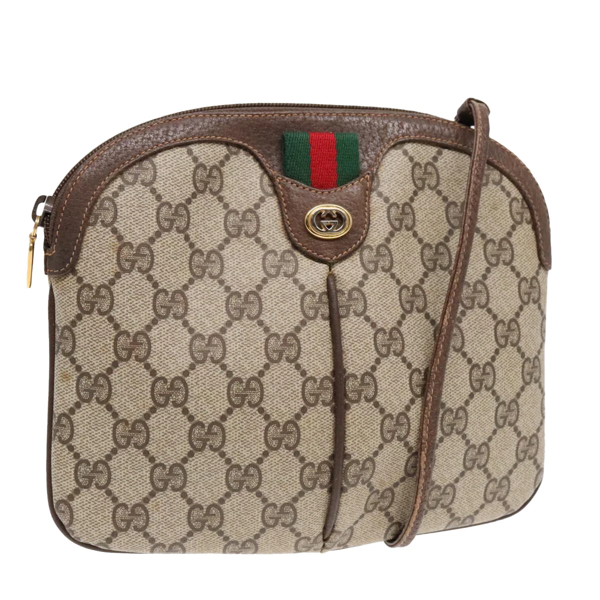 Sac à bandoulière GUCCI GG Supreme Web Sherry Line PVC beige or authentique ep5594
