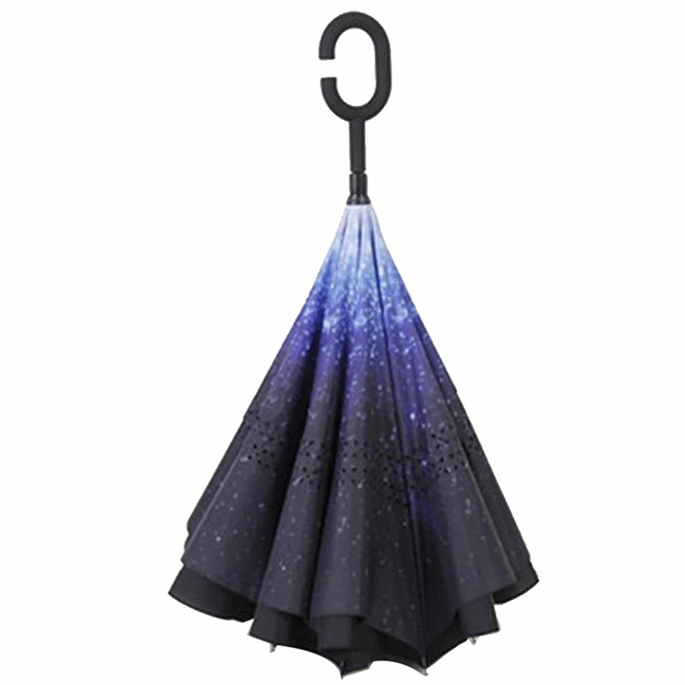Regenschirm umgedreht Outer Space Stockschirm doppellagig Sturmfest Windsicher - Bild 2 von 4