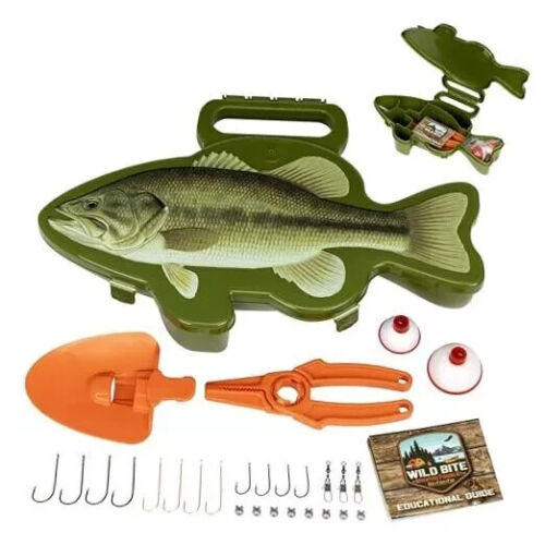 Outdoors Wild Bite Fishing Tackle Box Kit Bass