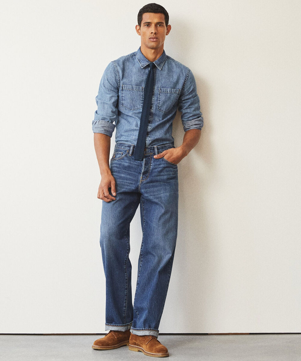 Todd Snyder Selvedge Denim Men's Relaxed Fit Jeans in Mid Todd Snyder Selvedge Denim Men's Relaxed Fit Jeans in Mid