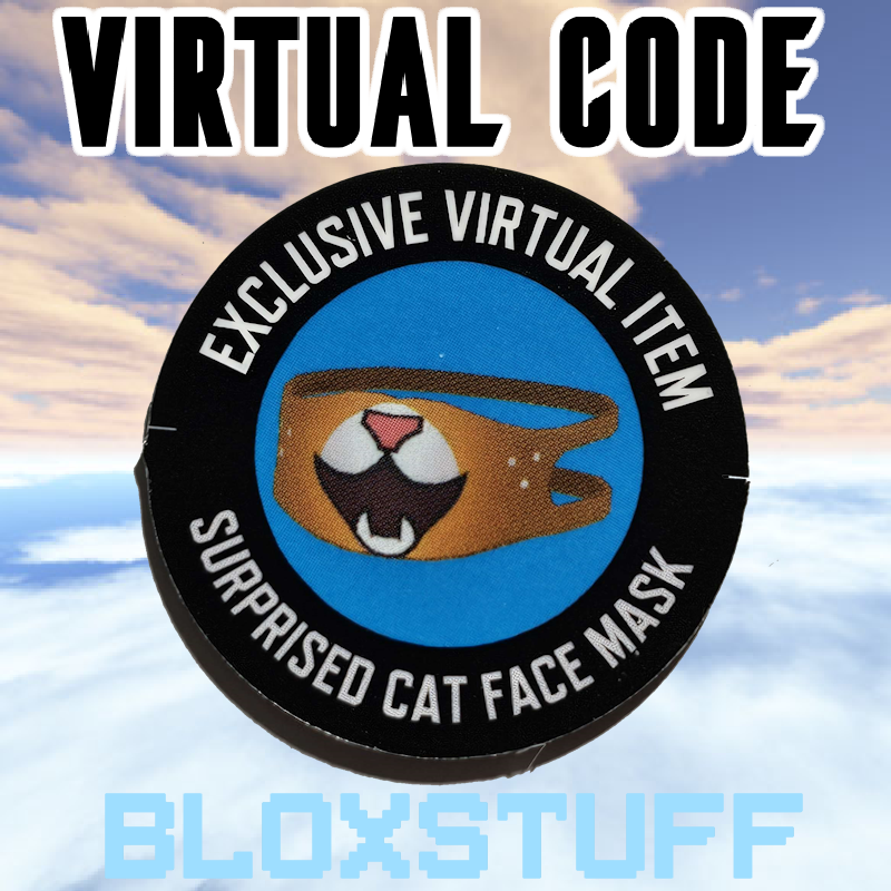 Suprised Cat Face Mask ROBLOX - Virtual Toy Code Sent in Inbox