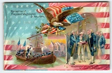 George Washington Patriotic Postcard Reception At New York Tuck 124 Ship Eagle