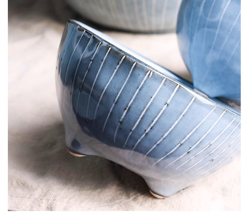 4 pcs Japanese handmade retro rice bowl soup snack vintage salad fruit ceramic - Picture 9 of 17