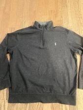 POLO RALPH LAUREN GREY 1/4 ZIP SWEATER PULLOVER M TOP SWEATSHIRT
