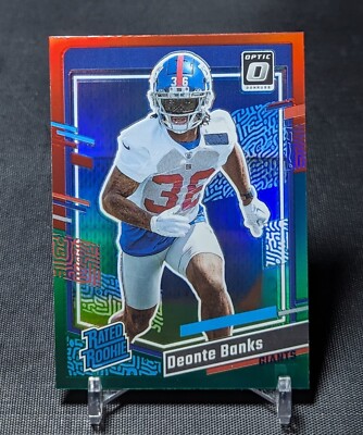 Deonte Banks Red Green Optic Prizm Rated Rookie RC 2023 Donruss Card #376 Giants