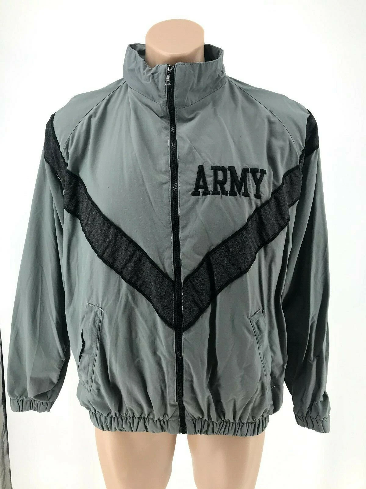 Reflective Army Military Windbreaker Jacket Mens size Large Gray
