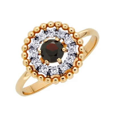 Ring Russgold Damenring Goldring mit Granat aus 585er Rotgold Goldschmuck - Bild 1 von 2
