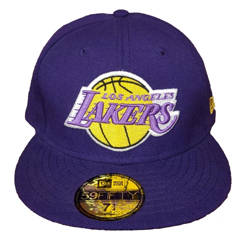 LA Lakers New Era NBA 59fifty 5950 Fitted 7 1/4 Flatbill Hat Cap Purple NWT