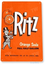 TIN SIGN Ritz Orange Soda Soda Cola Kitchen Cottage Bar Retro Metal Label B685