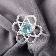 Blue Topaz Gemstone 925 Sterling Silver Ring Handmade Jewelry Ring Gift For
