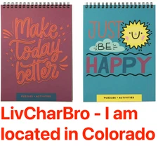 2 Pack Brain Teasers Puzzles and Activity Books Spiral Bound Easy Flip Page