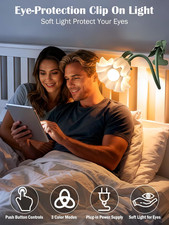 Clip on Light Flower Desk Lamp, LED Reading Light 3 Color Modes Eye-Caring Bo...