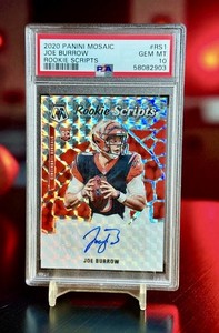 Joe Burrow 2020 Panini Mosaic Auto Refractor Rookie Scripts RC PSA 10 LOW POP