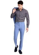Bar Iii Mens Slim fit Dress Pants 32 / 30 Powder Blue Solid