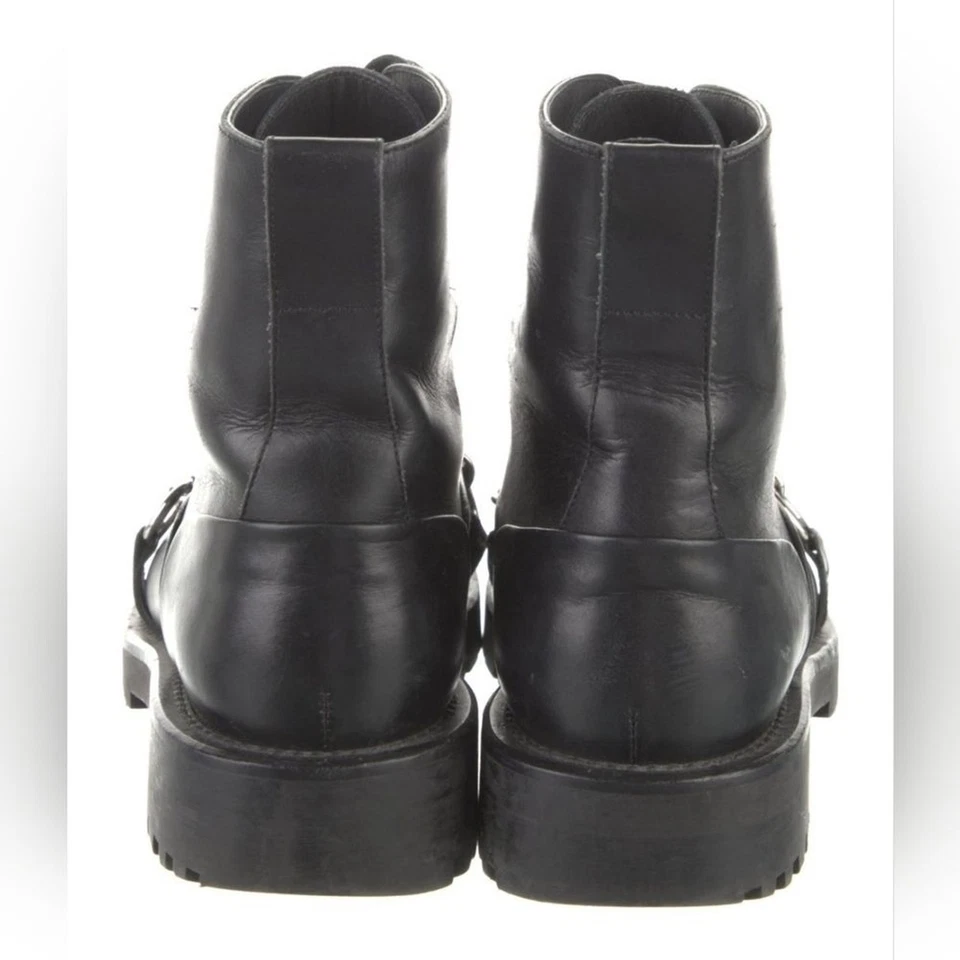 Burberry Barke Eslabones de Cadena Acentos Combate Negro Cuero Botas Mujer Talla 5 (IT 35) Foto 3 de 4