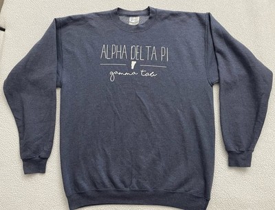 alpha delta pi Gamma Sweatshirt Men s Large Grayish Blue B25