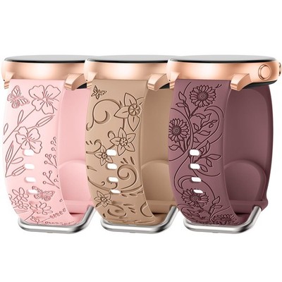 Floral Design 3 Pack Samsung Galaxy Bands for , Elegant Butterfly and Wildflo...