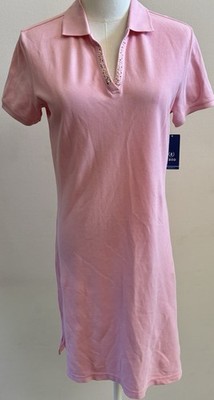 IZOD Pink Polo Dress Womens XS NWT Studded Rhinestone Collar Preppy Golf