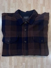 Men’s Filson Northwest Long Sleeve Shirt 3XL. Wool. Black/Brown Checkered. EUC